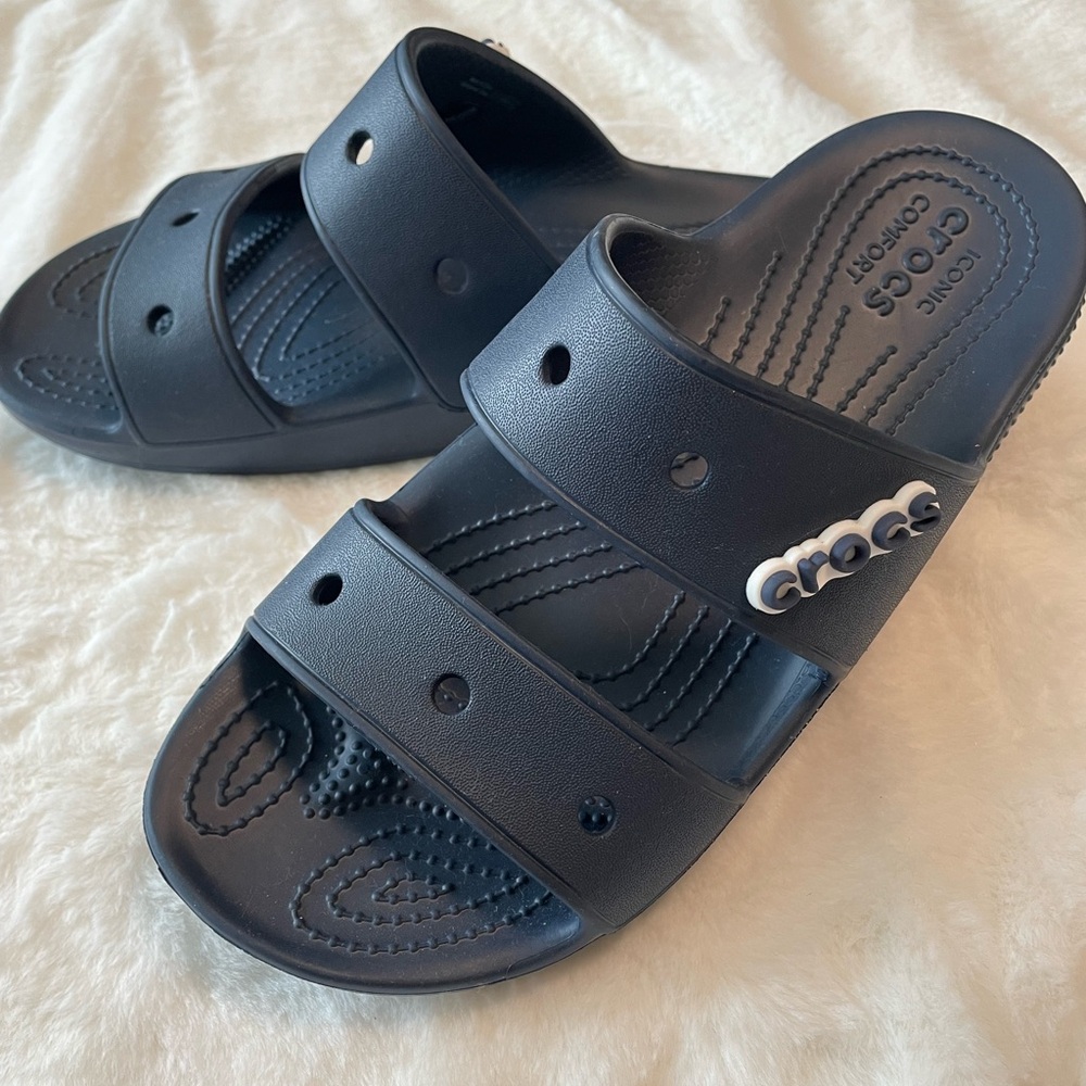 CROCS Navy Blue Double Strap Slides